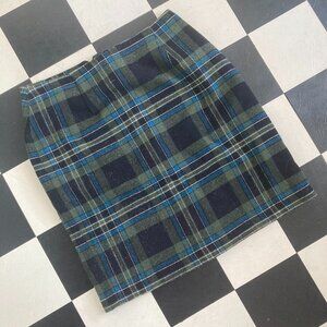 Vintage Wool Tartan Knee Length Skirt